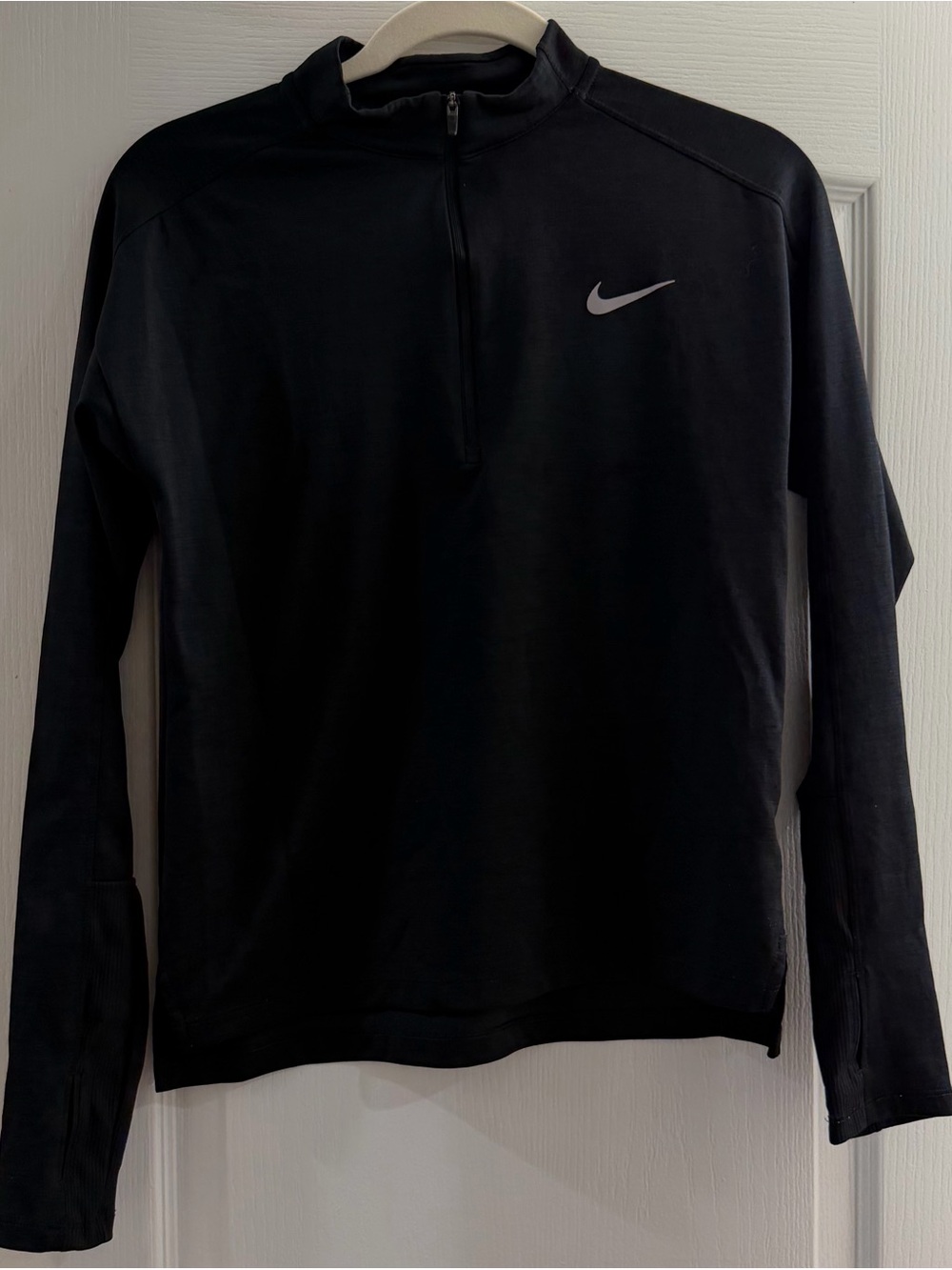 Nike Dri-Fit Long-Sleeve Quarter Zip Pullover with Silver Swoosh